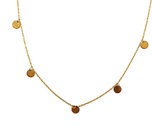 MYSTIC JEWELS By Dalia - 925 Sterling Silver Necklace, Choker for Women with 5 6mm Circles (Golden)