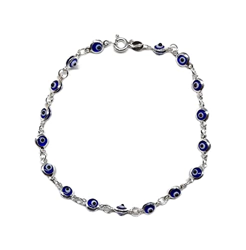 MYSTIC JEWELS by Dalia - Silver Evil Eye Bracelet - 19cm (Navy Blue)