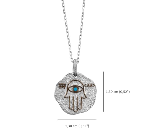 MYSTIC JEWELS - Pendentif main de Fatima et mauvais œil avec pierres, bijoux en argent sterling 925, minimaliste, pour femmes et filles avec boîte cadeau (B)