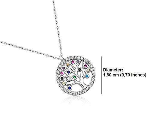 MYSTIC JEWELS by Dalia - Tree of Life Necklace - 925 Sterling Silver with Zircons (Silver)