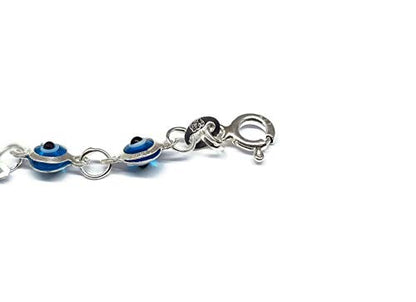 MYSTIC JEWELS by Dalia - Pulsera de Plata Mal de Ojo - 19cm (Azul Claro)