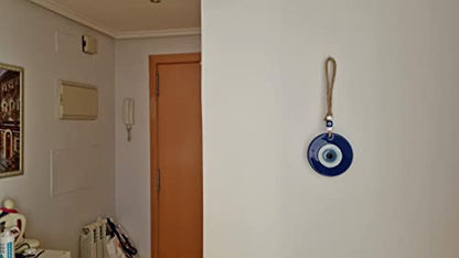 MYSTIC JEWELS – Ornement rond en œil turc avec Jude pour décoration murale, empêche le mauvais œil de votre maison, amulette porte-bonheur, ornement porte-bonheur (bleu)
