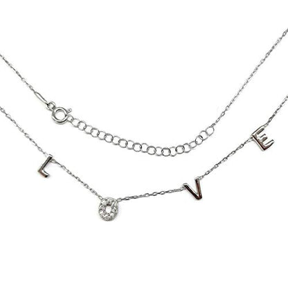 MYSTIC JEWELS By Dalia - 925 Sterling Silver Necklace, Love Letters, for Anniversary or Valentine's Day (Silver)