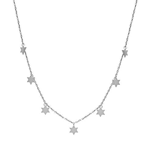 MYSTIC JEWELS By Dalia - Collier ras du cou en argent sterling 925 pour femme avec 7 petites étoiles de David (argent 925)