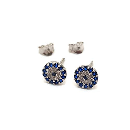 MYSTIC JEWELS by Dalia - 925 sterling silver earring - Turkish eye with cubic zirconia (Round)