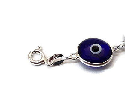 MYSTIC JEWELS by Dalia - 19cm Silver Evil Eye Bracelet (Navy Blue)