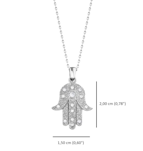 MYSTIC JEWELS - Pendentif main de Fatima et mauvais œil avec pierres, bijoux en argent sterling 925, minimaliste, pour femmes et filles avec boîte cadeau (D)