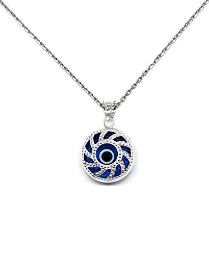 MYSTIC JEWELS par Dalia - Collier mauvais œil en cristal et argent sterling 925 - Oeil turc (rond)