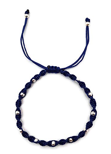 MYSTIC JEWELS – Bracelet Kabbale en fil coloré avec boules, amulette, protection contre le mauvais œil, bonne chance, bonne chance (bleu)