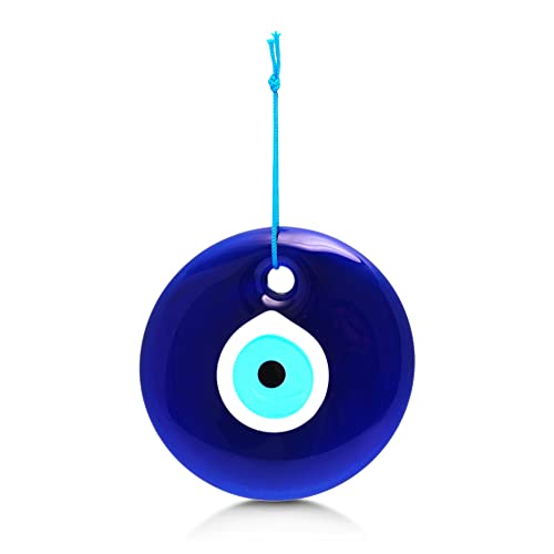MYSTIC JEWELS - Cristal contre le mauvais œil, bleu et blanc, grand œil turc 12 cm environ avec trou, porte-bonheur à accrocher au mur (Classique)