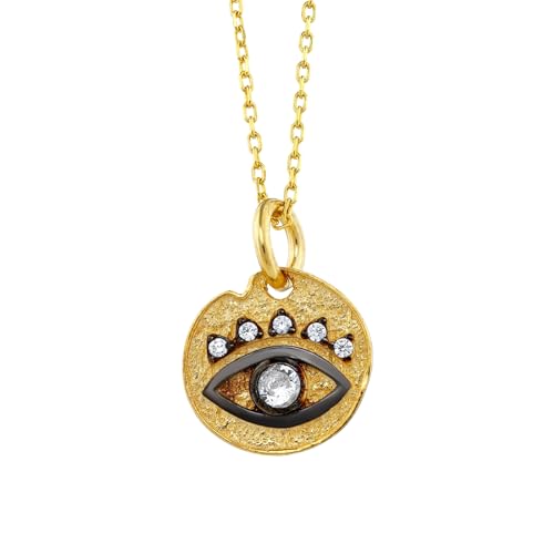 MYSTIC JEWELS - Hand of Fatima and Evil Eye Pendant with stones, 925 Sterling Silver Jewelry, minimalist, for Women and Girls with Gift Box (A)