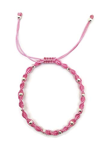 MYSTIC JEWELS - Bracelet Kabbale en fil coloré avec boules, amulette, protection contre le mauvais œil, bonne chance, bonne chance (rose)
