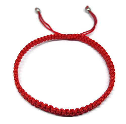 MYSTIC JEWELS - Pulsera Kabbalah de Hilo Rojo, amuleto, protección mal de ojo, buena suerte, good luck (Rojo)