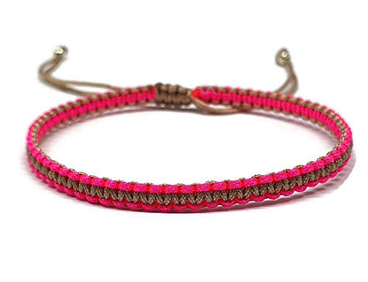 MYSTIC JEWELS - Macrame Bracelet - Thread Kabbalah with 2 colors, Amulet, Evil Eye protection, Good Luck, Good Luck (Fuchsia - Beige)