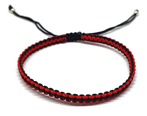 MYSTIC JEWELS - Bracelet en macramé - Fil Kabbale avec 2 couleurs, Amulette, Protection contre le mauvais œil, Bonne Chance, Bonne Chance (Rouge - Noir)