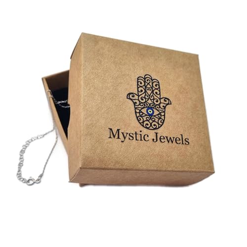 MYSTIC JEWELS - 925 sterling silver necklace, cubic zirconia Hamsa (Hand of Fatima) and Turkish Eye, Turkish evil eye, protection