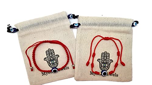 MYSTIC JEWELS by Dalia - 7 knots Red Thread Bracelet - Adjustable protection and evil eye bracelet, lucky amulet, handmade, unisex (Model 5)