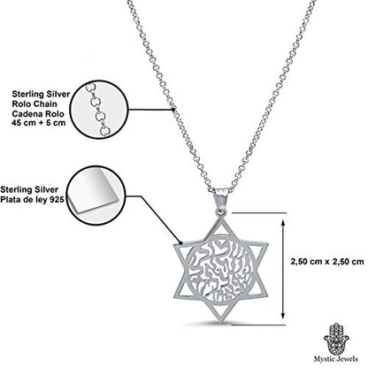 MYSTIC JEWELS par Dalia – Collier de prière hébreu étoile de David et Shema Israël