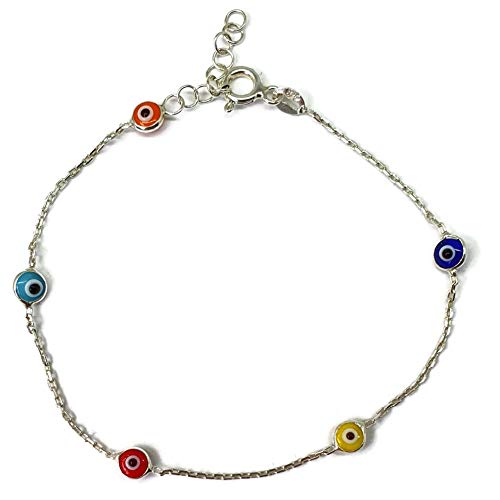 MYSTIC JEWELS by Dalia - 19cm Silver Evil Eye Bracelet - to give as a gift (Multicolor)