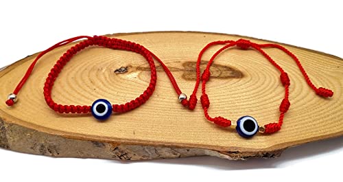 MYSTIC JEWELS par Dalia - Bracelet Fil Rouge 7 noeuds - Bracelet réglable protection et mauvais œil, amulette porte-bonheur, fait main, unisexe (Modèle 5)