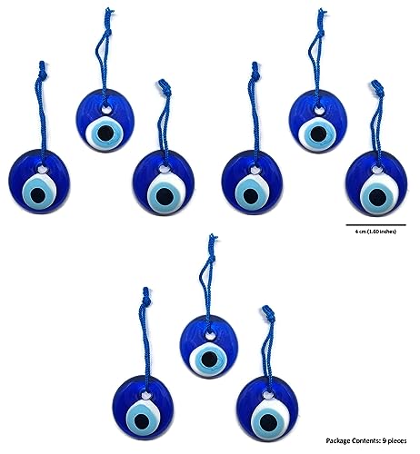Oeil turc à suspendre, cristal contre mauvais œil bleu, pour porter chance, 4cm de diamètre avec trou et fil, nazar boncuk, mauvais œil (9)