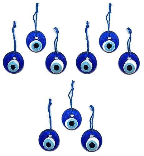 Ojo Turco para colgar, cristal contra mal de ojo azul, para la buena suerte, 4cm de diametro con aguero y hilo, nazar boncuk, evil eye (9)