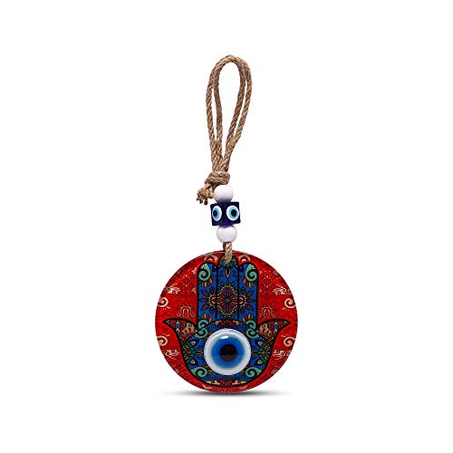 MYSTIC JEWELS - Hamsa de la Mano de Fatima en Cristal con Ojo Turco para Buene Suerte en Casa (Modelo 3)