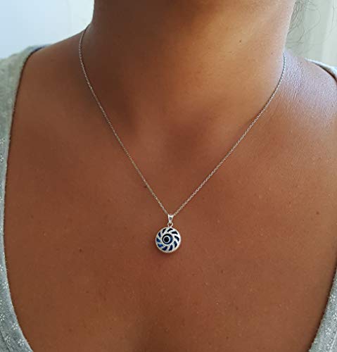 MYSTIC JEWELS par Dalia - Collier mauvais œil en cristal et argent sterling 925 - Oeil turc (rond)