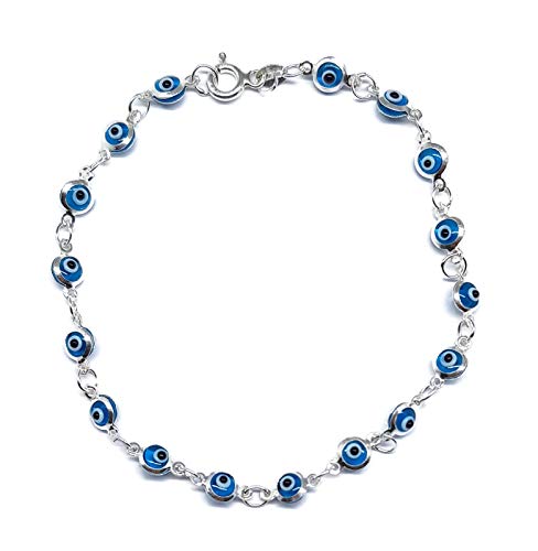 MYSTIC JEWELS by Dalia - Silver Evil Eye Bracelet - 19cm (Light Blue)