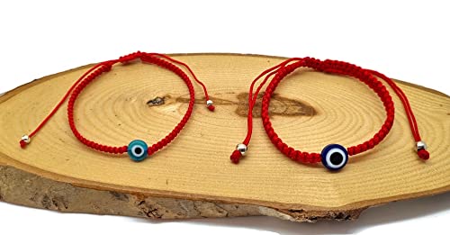 MYSTIC JEWELS by Dalia - 7 knots Red Thread Bracelet - Adjustable protection and evil eye bracelet, lucky amulet, handmade, unisex (Model 6)