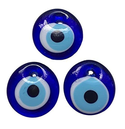 3 yeux turcs à suspendre - cristal contre le mauvais œil bleu et blanc et pour porter chance, diamètre 4 cm avec trou