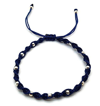 MYSTIC JEWELS – Bracelet Kabbale en fil coloré avec boules, amulette, protection contre le mauvais œil, bonne chance, bonne chance (bleu)