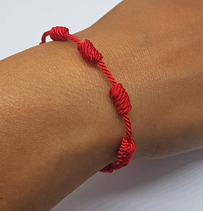 MYSTIC JEWELS By Dalia - Kabbalah bracelet - 7 knot red thread cord - unisex - adjustable - evil eye protection, good luck, good luck (2 pieces)