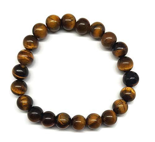 MYSTIC JEWELS by Dalia - 8mm Natural Tiger Eye Elastic Bracelet for Energy, Evil Eye