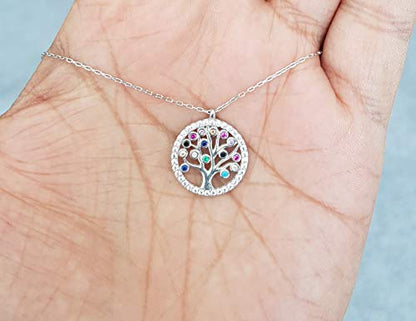 MYSTIC JEWELS by Dalia - Tree of Life Necklace - 925 Sterling Silver with Zircons (Silver)
