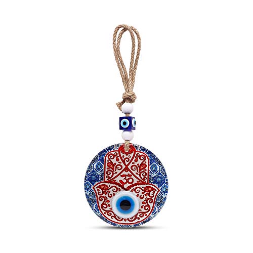 MYSTIC JEWELS - Hamsa de la Mano de Fatima en Cristal con Ojo Turco para Buene Suerte en Casa (Modelo 1)