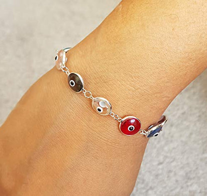 MYSTIC JEWELS by Dalia - 19cm Silver Evil Eye Bracelet (Transparent Multicolor)