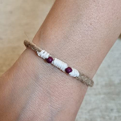 MYSTIC JEWELS - Jute thread bracelet | Handmade | Macrome for protection Evil eye and friendship | good luck with colors | Adjustable (Purple)