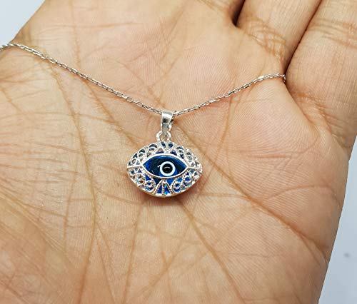 Mystic Jewels By Dalia - Collar mal de ojo de cristal y plata de ley 925 - ojo turco filigrana - en forma de ojo