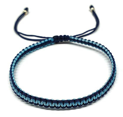 MYSTIC JEWELS - Bracelet en macramé - Fil Kabbale avec 2 couleurs, Amulette, Protection contre le mauvais œil, Bonne Chance, Bonne Chance (Bleu Marine - Turquoise)