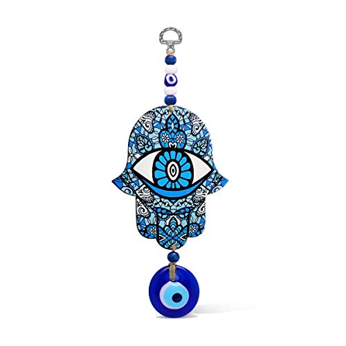 MYSTIC JEWELS - Hamsa de la Mano de Fatima en Madera con Ojo Turco para Buene Suerte y Energia en Casa (Color 4)