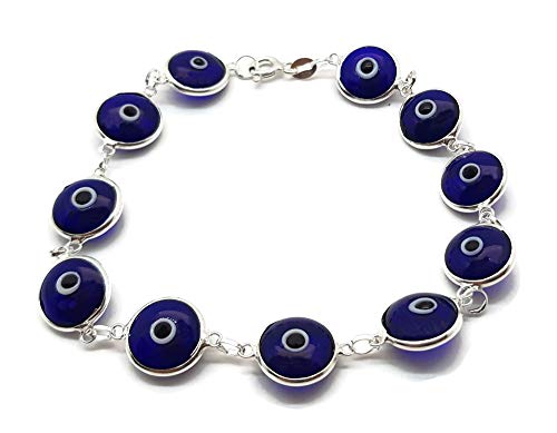 MYSTIC JEWELS by Dalia - 19cm Silver Evil Eye Bracelet (Navy Blue)