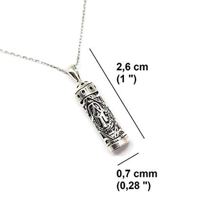 MYSTIC JEWELS by Dalia - 925 Sterling Silver - Mezuzah with Silver Chain (Model 3)