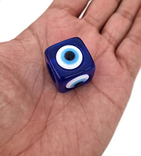 5 Unidades - Ojos Turco para Colgar - plastico contra el Mal de Ojo Azul y Blanco, Amuleto de la Suerte, decoración de Pared (Cubo)