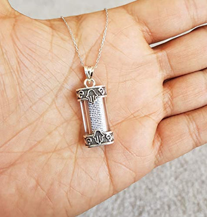 MYSTIC JEWELS by Dalia - 925 Sterling Silver - Mezuzah with Silver Chain (Model 5)