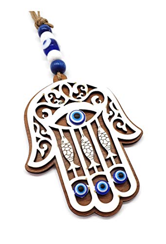 Mystic Jewels - Pendentif Main de Fatima avec oeil turc pour mur et éviter les mauvais yeux dans votre maison