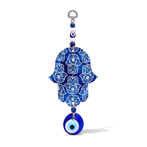 MYSTIC JEWELS - Hamsa de la Main de Fatima en bois avec oeil turc pour la Chance et l'Énergie à la Maison (Couleur 1)