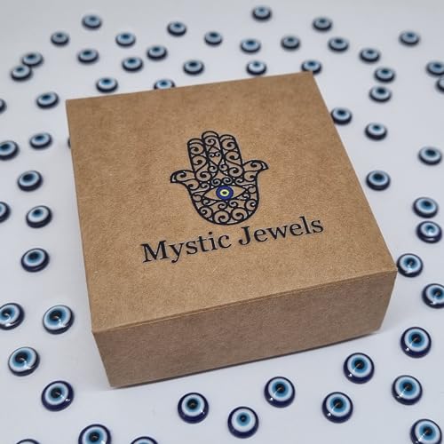 MYSTIC JEWELS - Pendentif main de Fatima et mauvais œil avec pierres, bijoux en argent sterling 925, minimaliste, pour femmes et filles avec boîte cadeau (A)