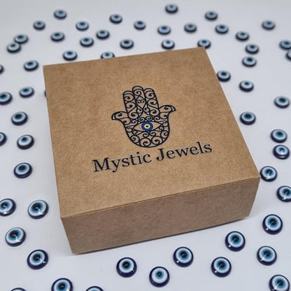 MYSTIC JEWELS - Pendentif main de Fatima et mauvais œil avec pierres, bijoux en argent sterling 925, minimaliste, pour femmes et filles avec boîte cadeau (C)