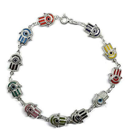 MYSTIC JEWELS by Dalia - 925 Sterling Silver - Evil Eye with Hand of Fatima - 19cm